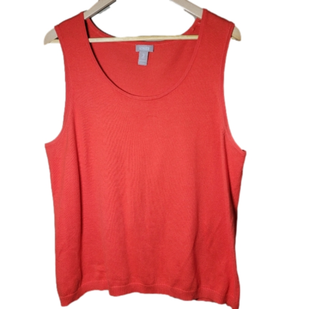 Chico's Plus size3x knit sleeveless darkorange scoop neck blouse, vest, layering